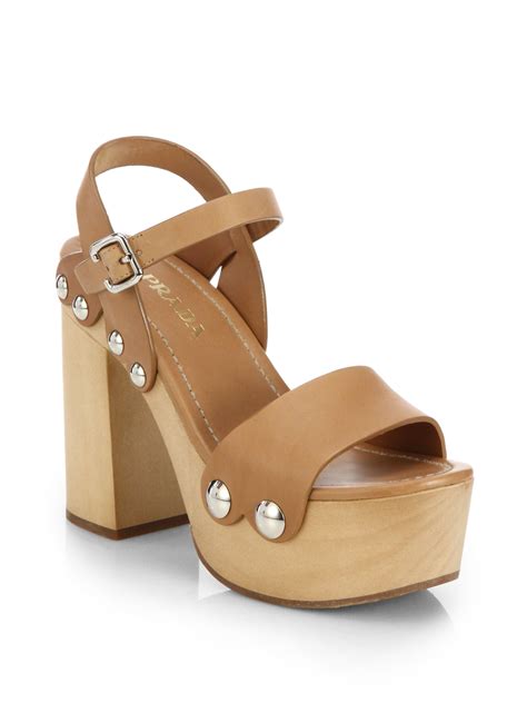 prada brown leather platform sandal heels|prada high heeled satin sandals.